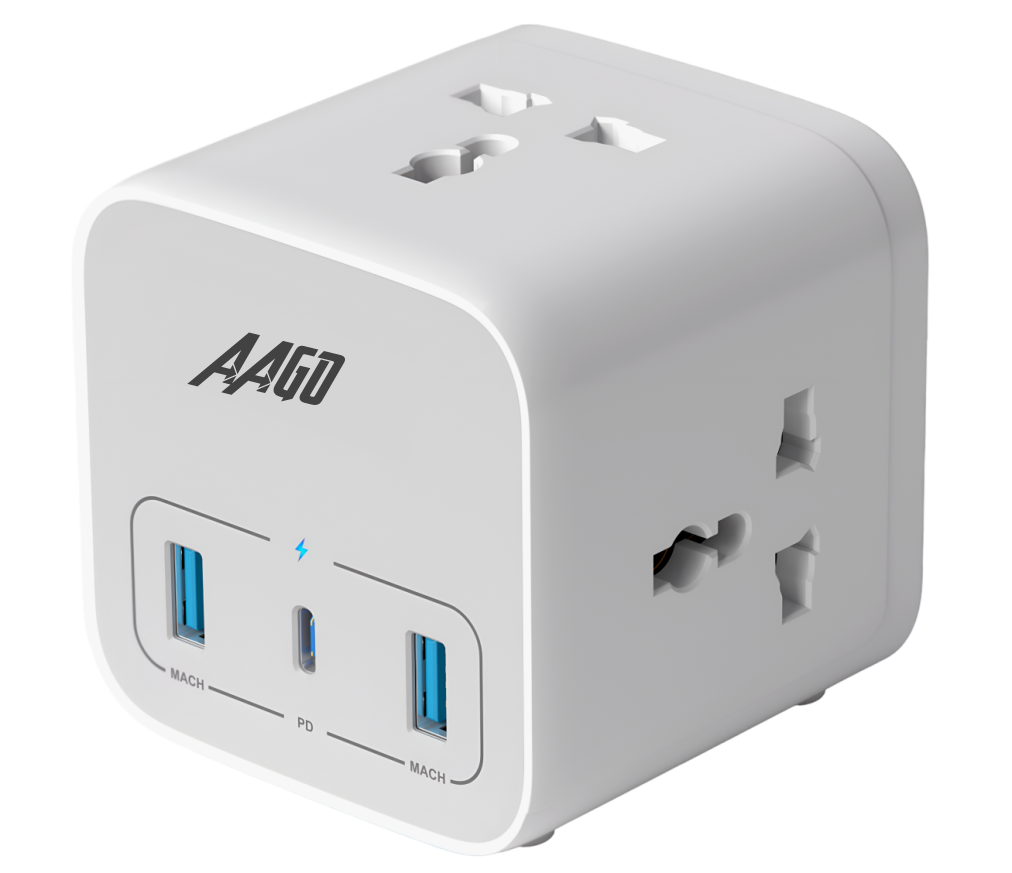 AAGO 6 in 1 Extension Cord with 20W Type-C PD & QC Fast Charging (AG-C23AC001)