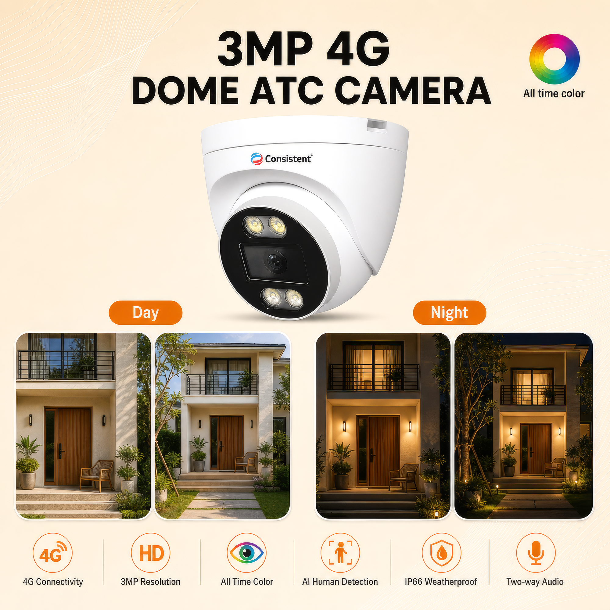 Consistent 3MP Smart Wi-Fi Dome CCTV Camera from CEYE Series by Everest Store, showing the black security camera with dome design.