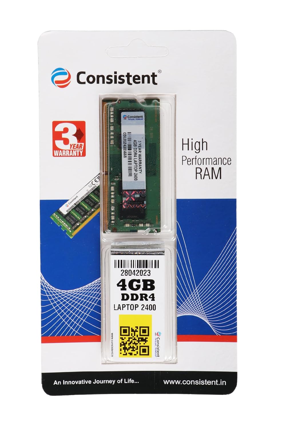 Consistent 4GB DDR4 Laptop RAM, 2400MHz Reduce power consumption