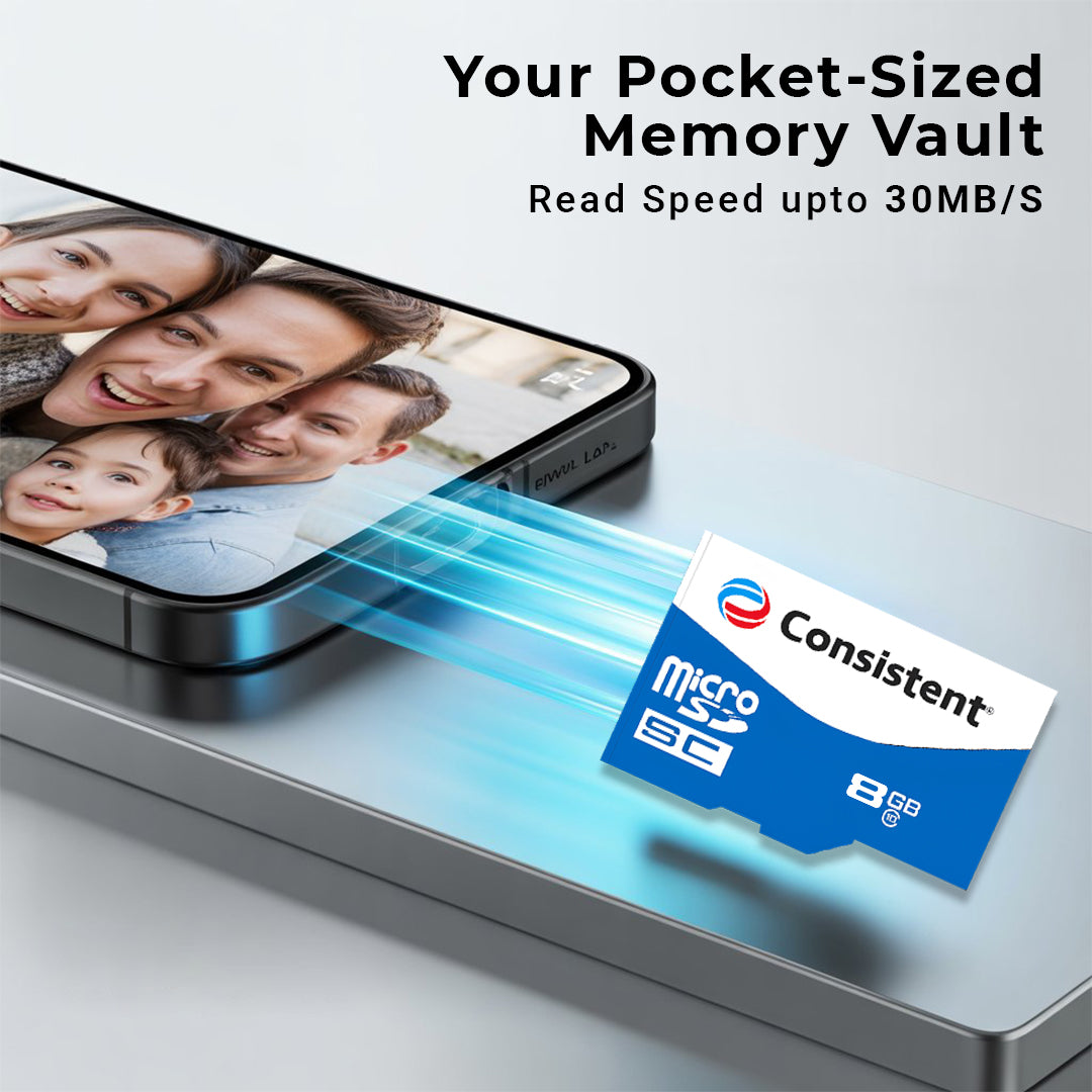 Consistent Micro SD Card 8Gb, High Performance 5 Year Warranty.
