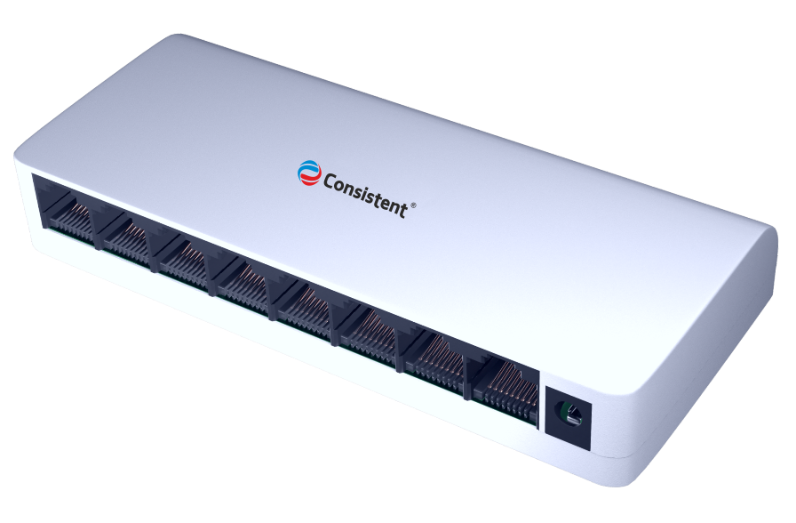 Consistent Desktop 8 Port Ethernet GIGA Switch (CT-DS-08PG) 5V/1A Power Suppy, 10/100/1000Mbps Speed, Forwarding Rate 1.1904Mbps, 1.6 Gbps Bandwidth, IEEE802.3u Network.