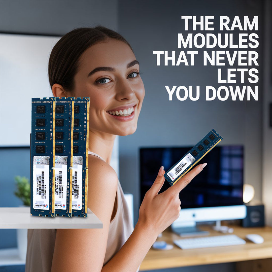 Consistent 8GB DDR3 1600MHz Desktop RAM `(Memory) U-DIMM | Long-DIMM | DT PC3-1600 Single Channel Memory with 3 Years Manufacturer Warranty (Made in India)