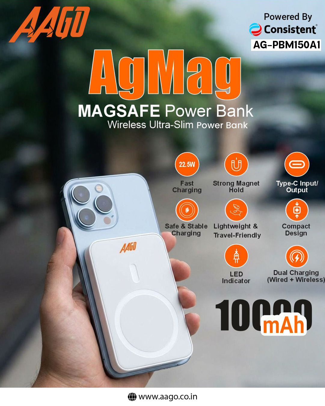 AAGO AgMag 10000mAh MagSafe Wireless Power Bank (AG-PBM150A1)