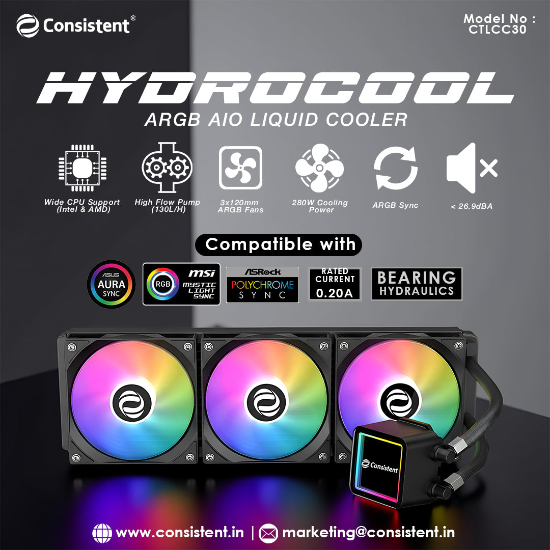 Consistent HydroCool ARGB AIO Liquid Cooler 360mm (CTLCC30)