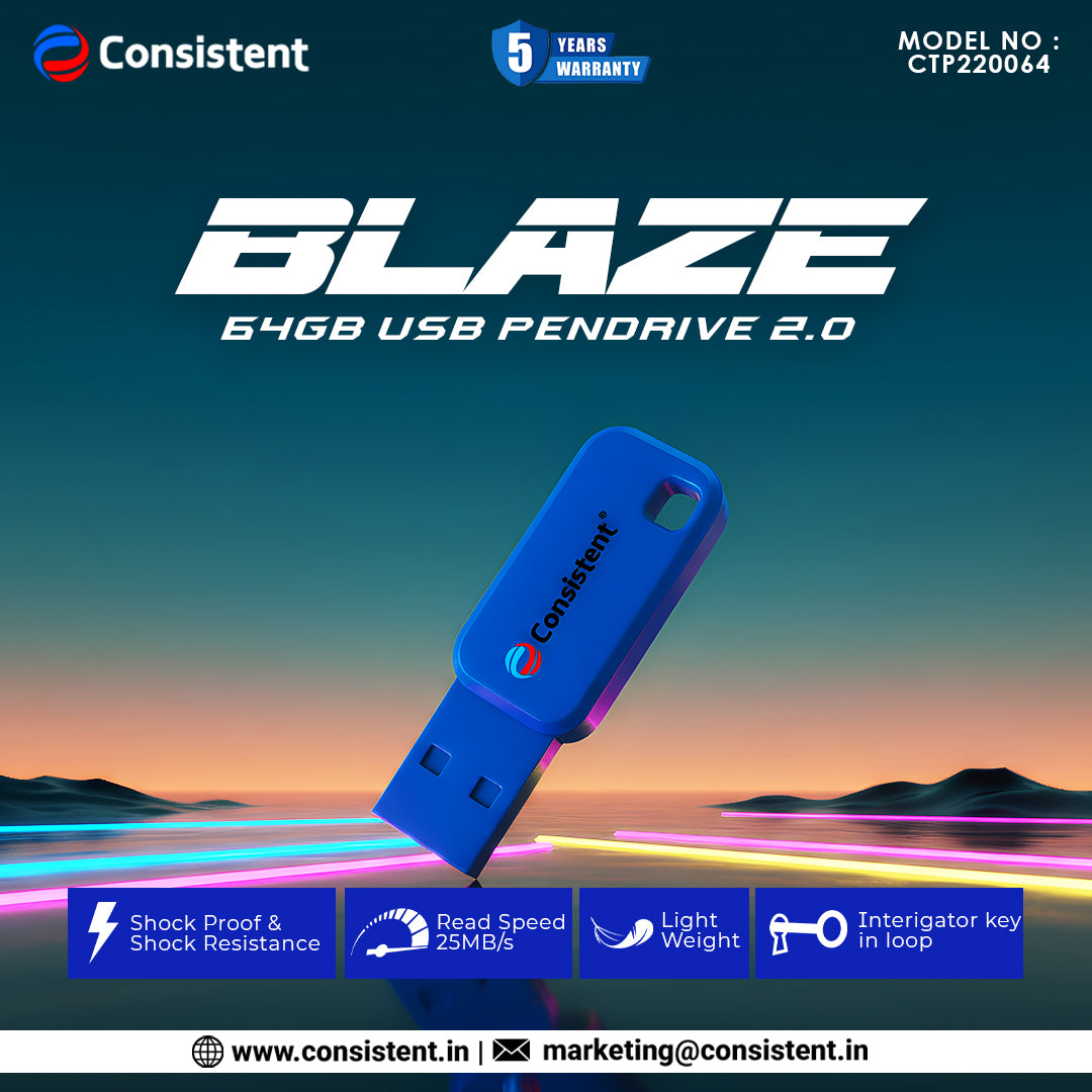 CONSISTENT 2.0 BLAZE USB PEN DRIVE 64GB (CTP220064)
