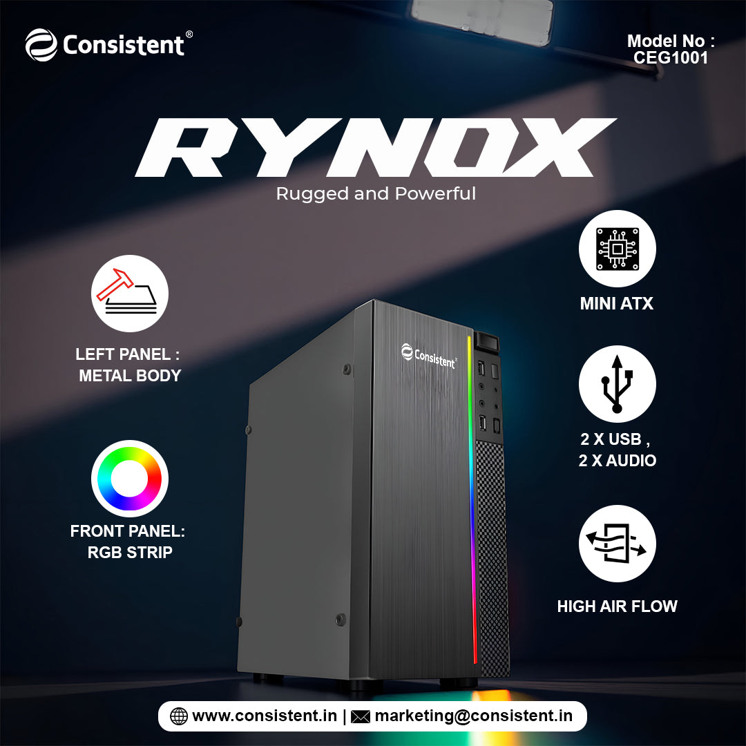 Consistent RYNOX Mini ATX Cabinet (CEG1001)