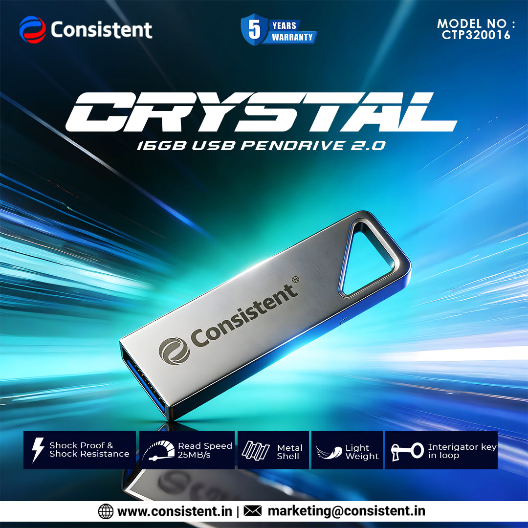 CONSISTENT 2.0 CRYSTAL USB PEN DRIVE 16GB (CTP320016)