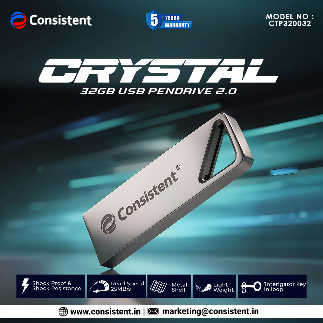 CONSISTENT 2.0 CRYSTAL USB PEN DRIVE 32GB (CTP320032)