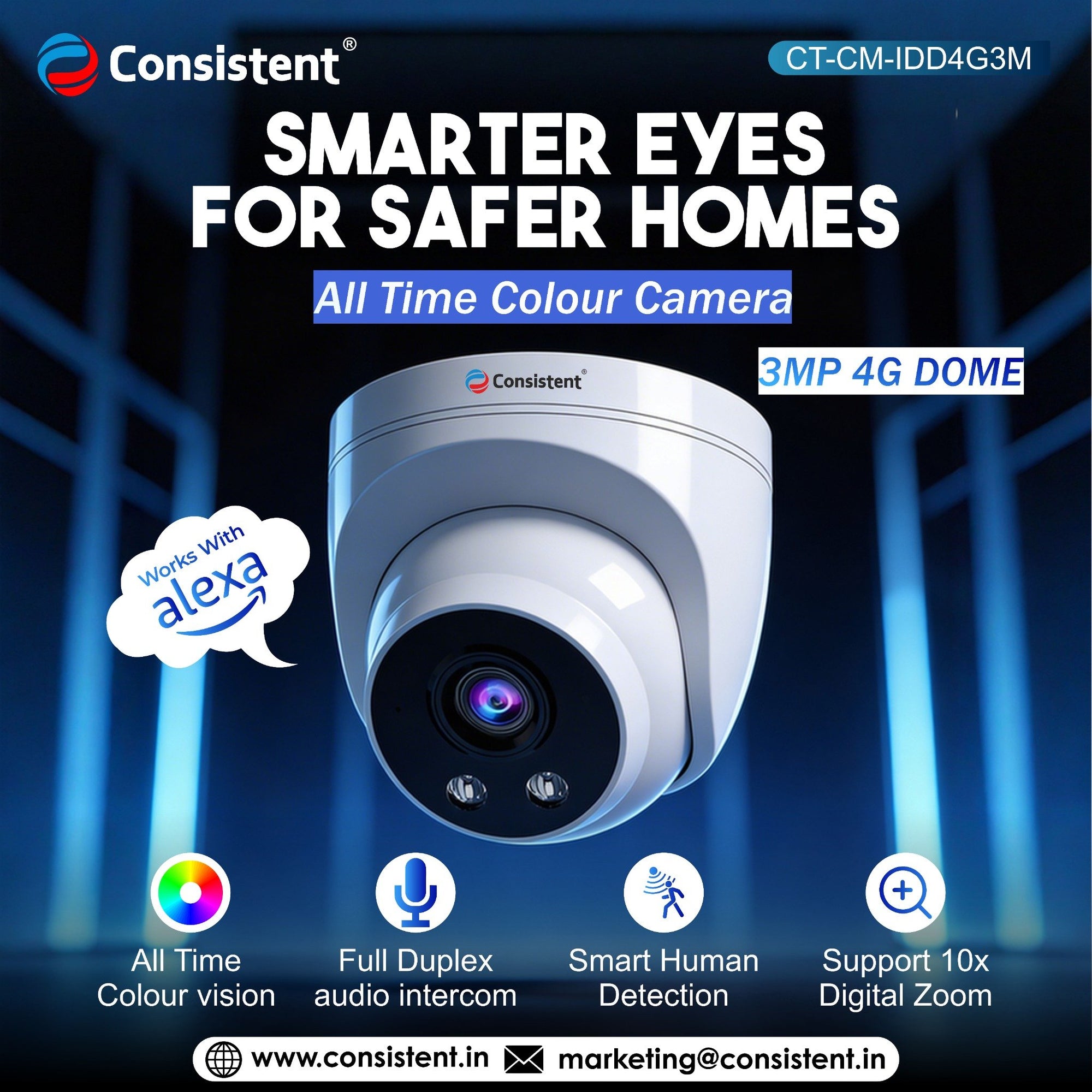 Everest Store 3MP 4G dome camera with compact design and outdoor weatherproof housing for security surveillance.