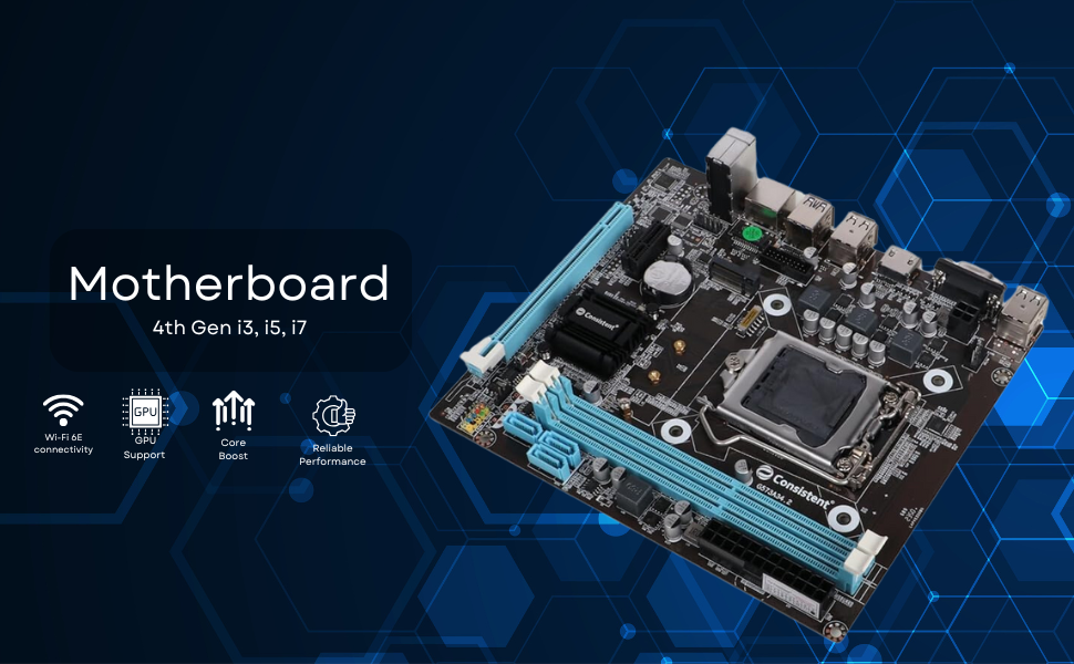 Consistent H-81 Motherboard 4th Gen i3, i5, i7, DDR3 Slots for RAM, with GMA 950 Graphic Card, Motherboard with Sound Card, SATA 2&3, 3Y Warranty