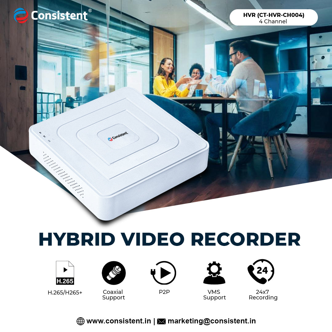 Consistent 4 Channel 5-in-1 Hybrid Video Recorder (HVR) for Security Cameras | 5MP/4MP/1080p Universal HD Digital Surveillance DVR NVR | Supports Analog, TVI, CVI, AHD & IP Cameras
