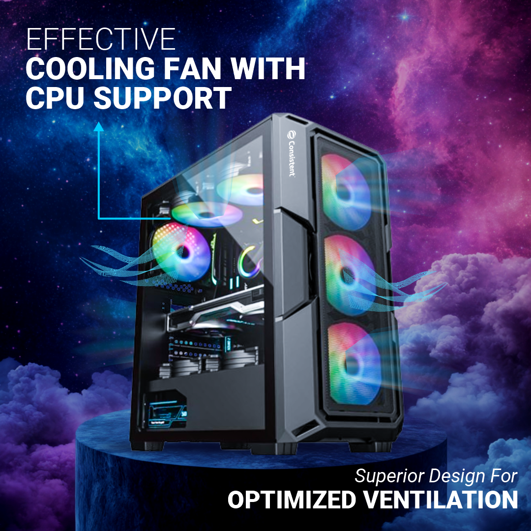 Consistent Lunar Gaming Cabinet 2010 | Support: Micro ATX/ATX/ITX | 6 FRGB Cooling Fan | Total Fan Option 8