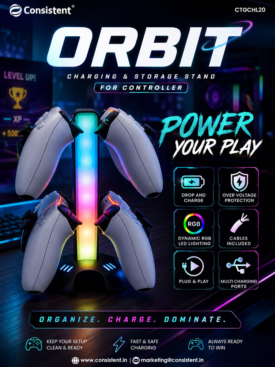 Consistent ORBIT Controller Charging &amp; Storage Stand | CTGCHL20