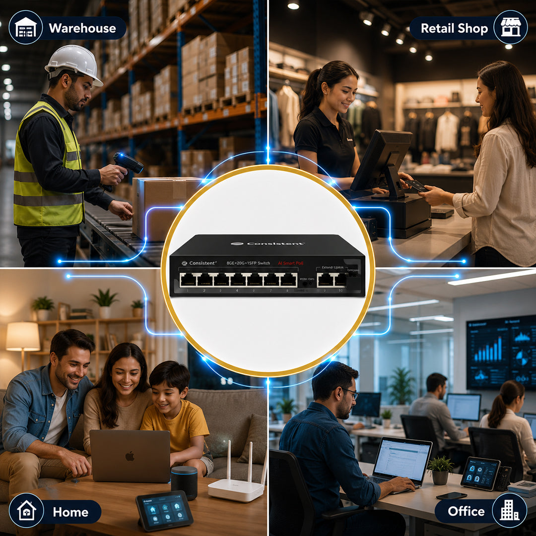 Consistent 8+2+1 Full Giga PoE Switch (CG-8P-2UG-1S)