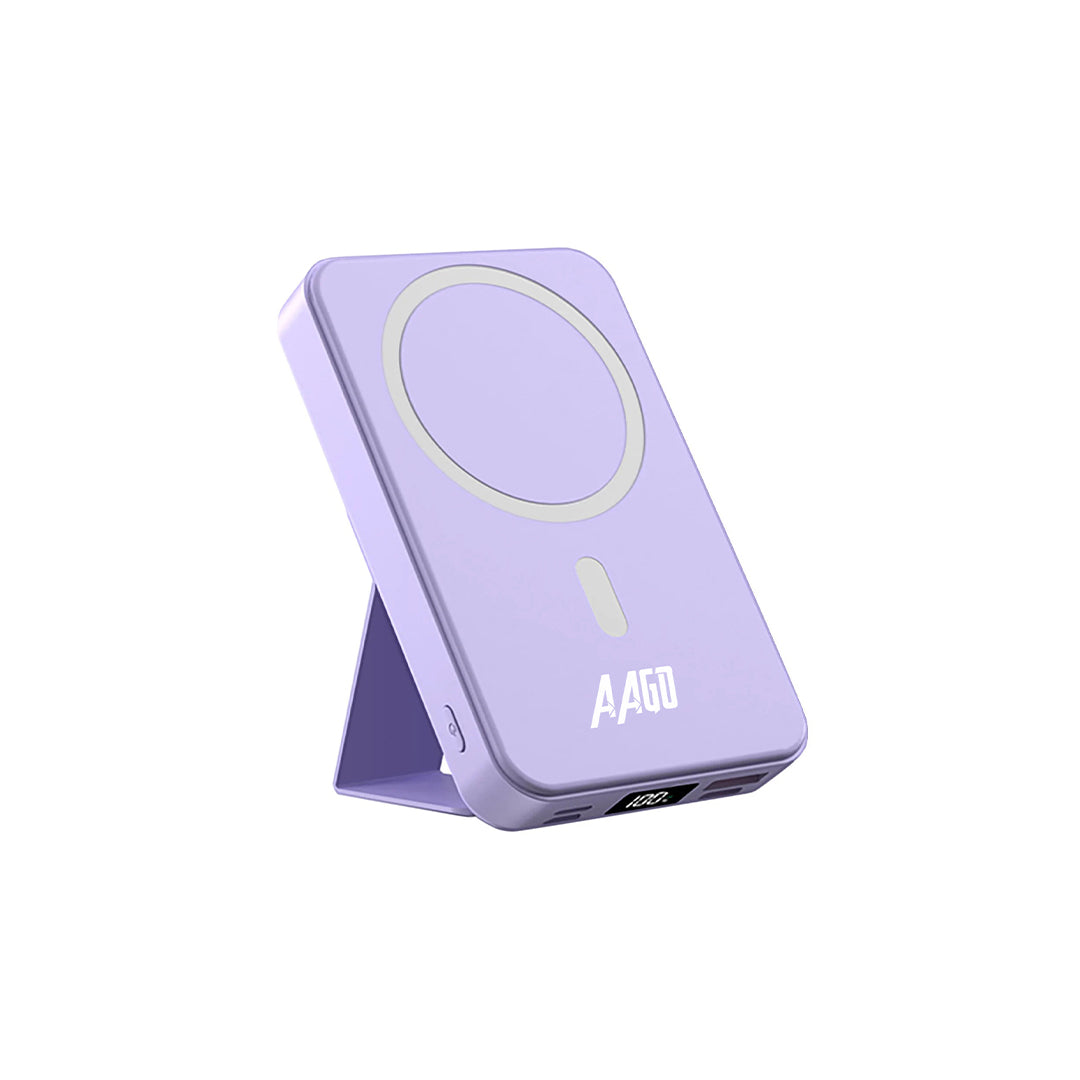 Everest Store AAGO PRO MAG 10000mAh magnetic wireless power bank with 15W wireless and 22.5W fast charging, shown on white background.