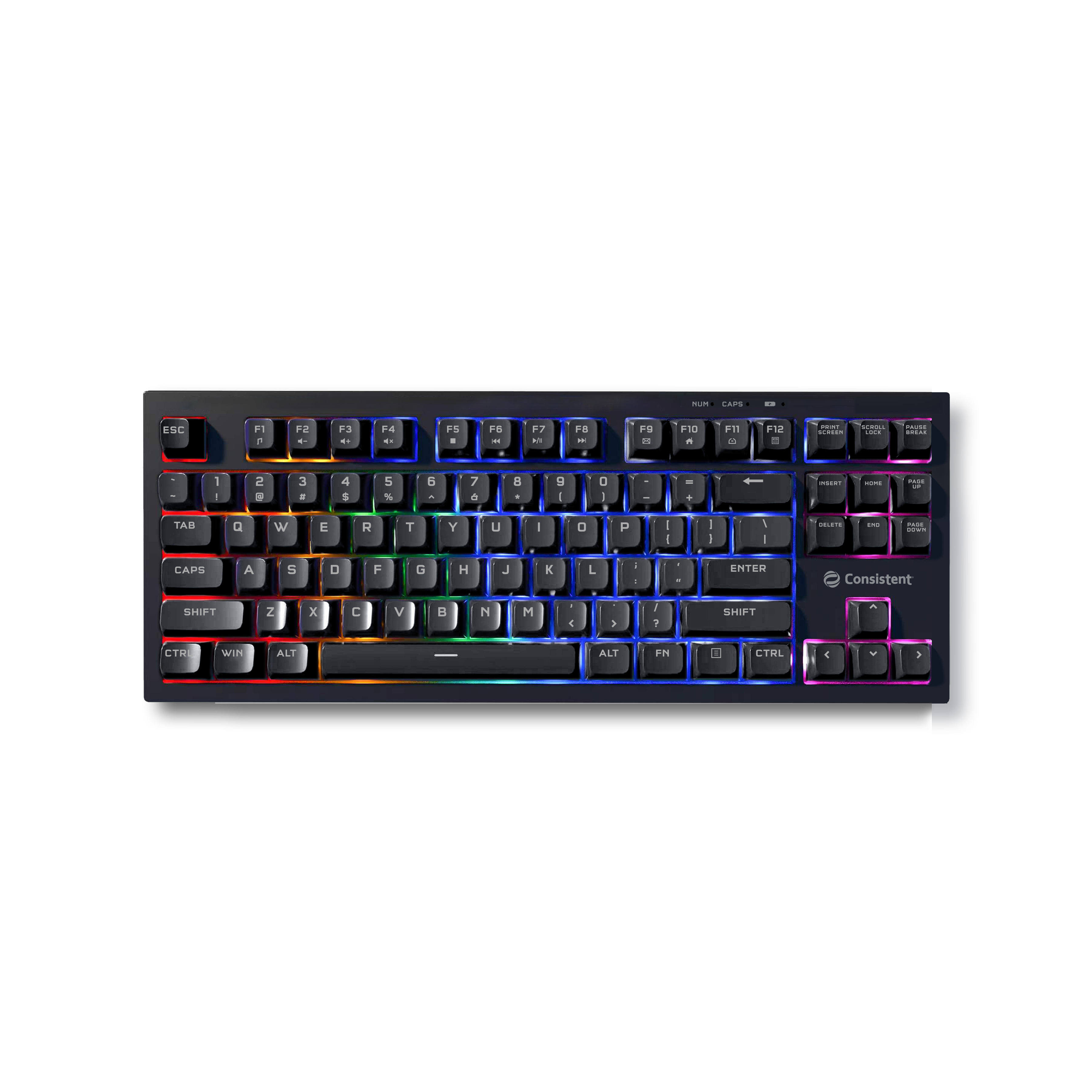 Consistent PARADOX Gaming Wired Keyboard (CTGK1112) for Windows, USB Plug-and-Play, Keystrokes, Rainbow Breath Light, 1.5 Cable Length.