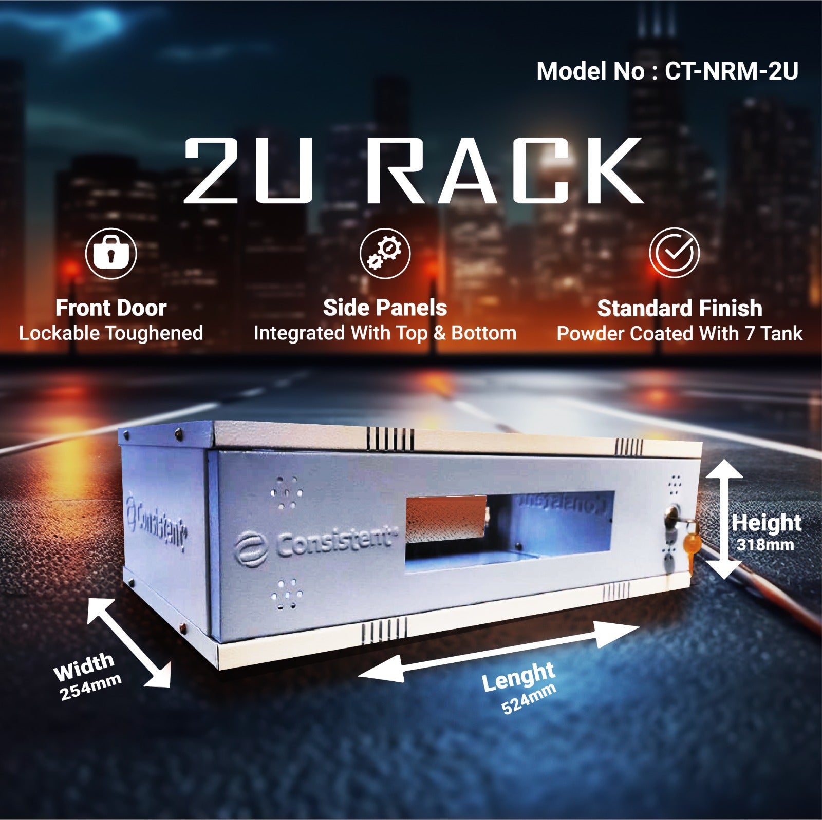 Consistent Wall Mount DVR 2U Rack for DVRs/NVRs/Switches Metal Body 2U ...