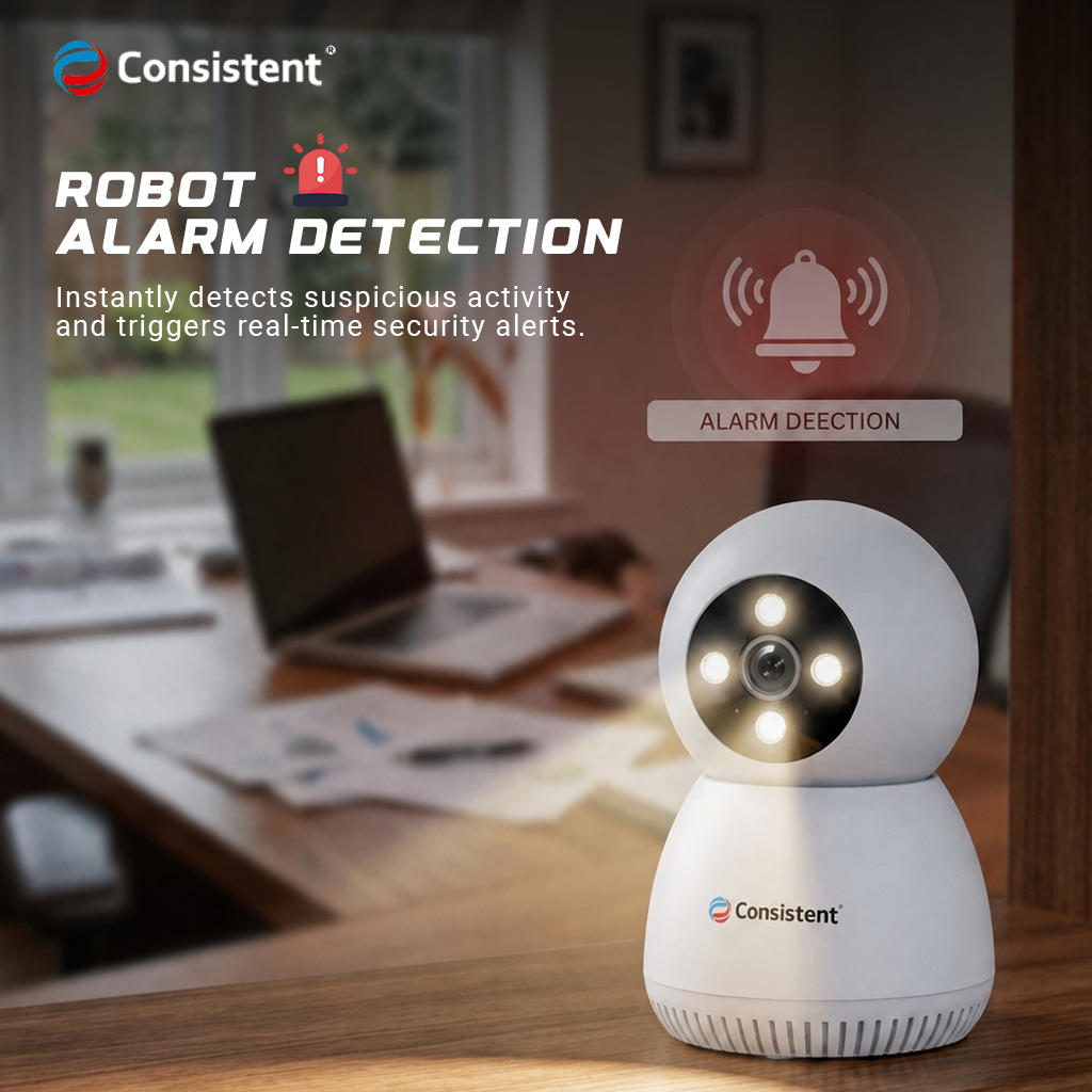 Wireless 3MP mini robot camera from CEYE series with pan tilt, smart human detection, and Wi-Fi connectivity.
