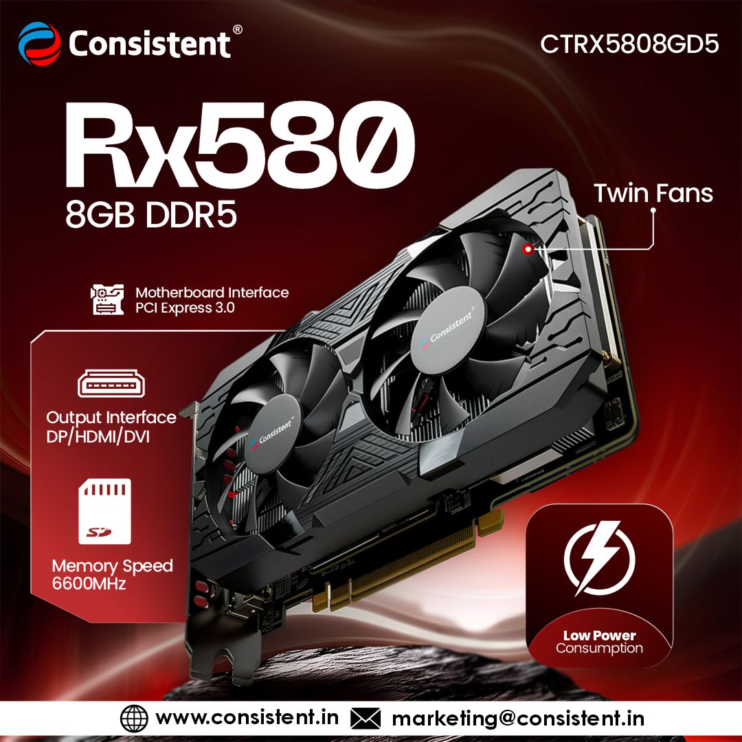 Consistent Rx580 8GB DDR5 Graphics Card - (CTRX5808GD5)