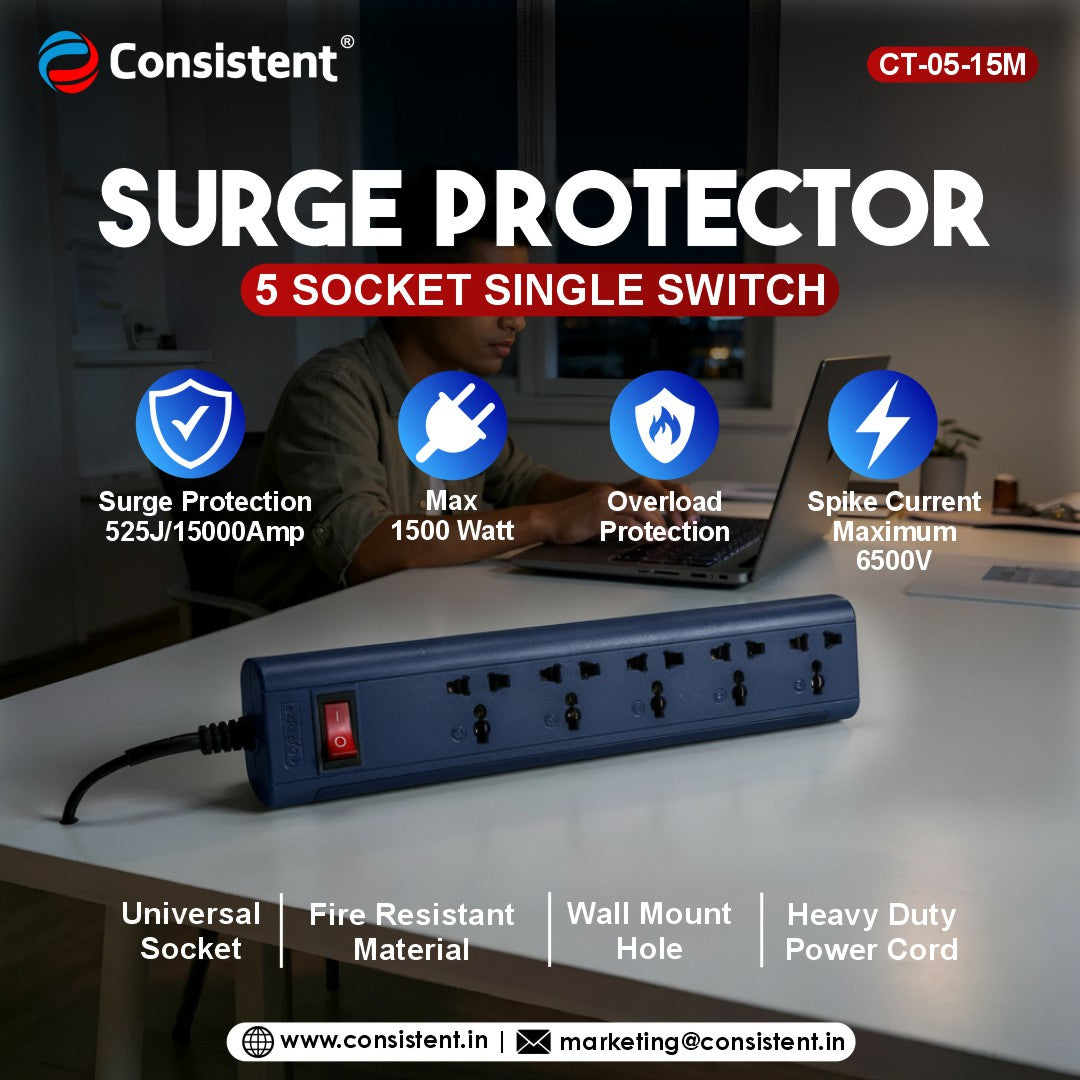 Consistent Surge Protector – 5 Port | (CT-05-15M)