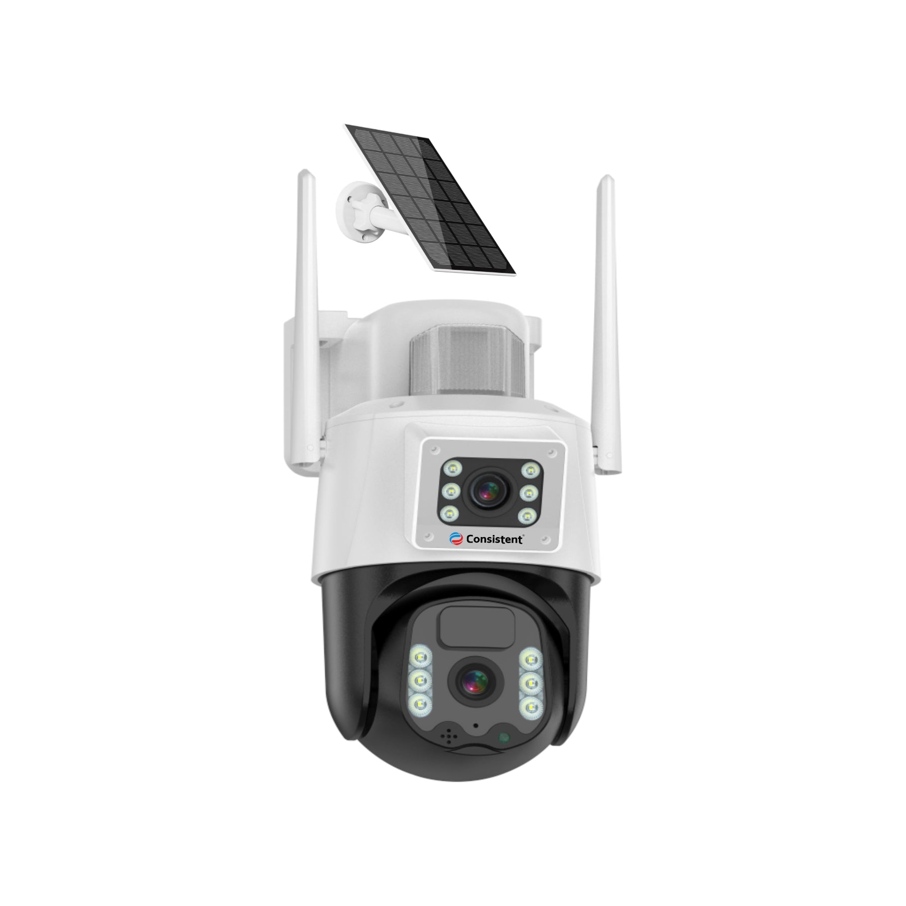 Consistent 4G Solar Linkage Mini Pan-Tilt Camera (CT-CM-6MLPT) 3+3MP Solar Powered 4G Sim Based CCTV Outdoor Security Camera with 7W Solar Panel Built-in Battery | Surveillance for Agriculture | Remote Area | Construction Site | Garden