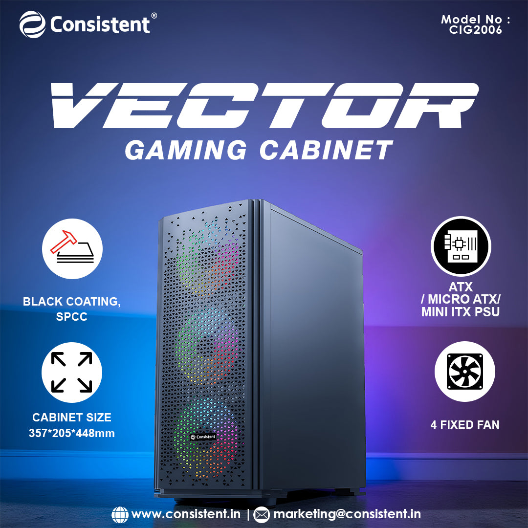 Consistent Gaming PC Case (CIG2006)Black - VECTOR