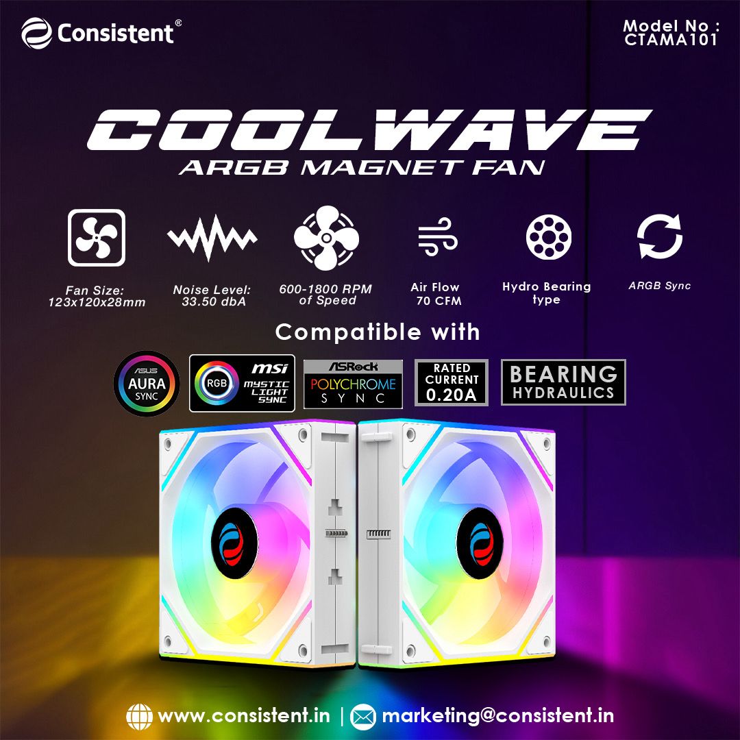 Consistent CoolWave ARGB Magnet Fan 120mm (CTAMA101)