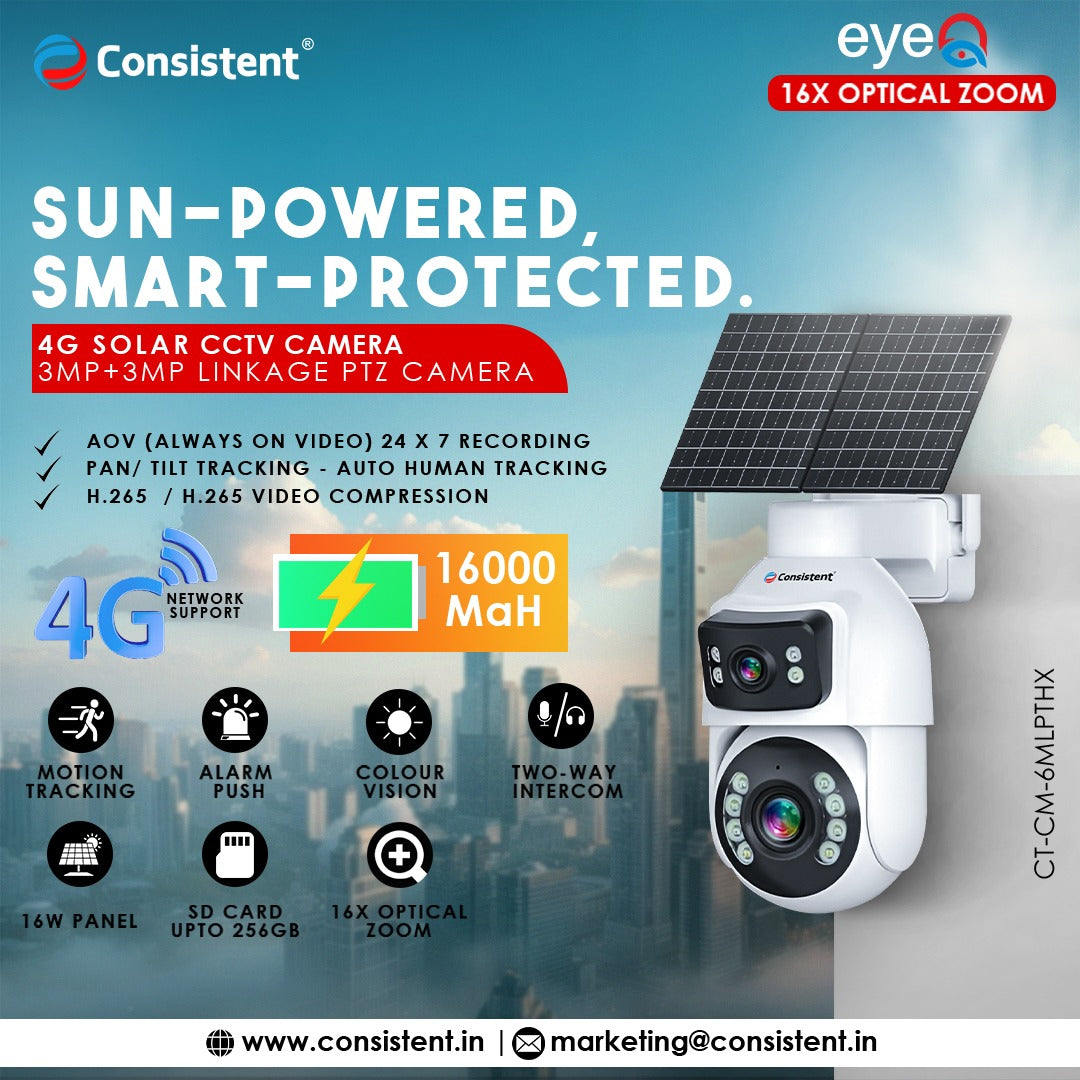 Consistent 4G Solar CCTV PTZ Camera with 16X Optical Zoom (CT-CM-6MLPTHX)