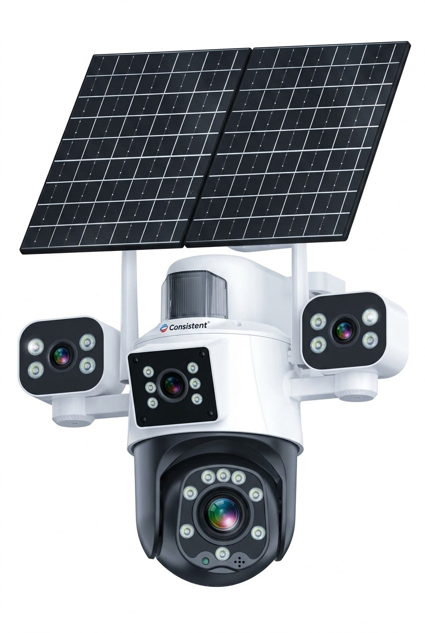 Consistent 4G Solar CCTV Camera with 4 Lens Linkage PT (Model: CT-CM-12MLPTH)