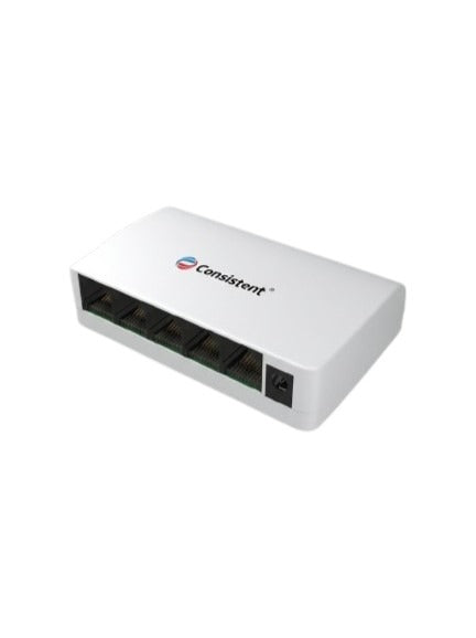 Consistent Desktop 5 Port Ethernet Switch (CT-DS-05PN) 5V/1A Power Suppy, 10/100Mbps Speed, Forwarding Rate 0.744Mbps, 1 Gbps Bandwidth, IEEE802.3,IEEE802.3u Network.