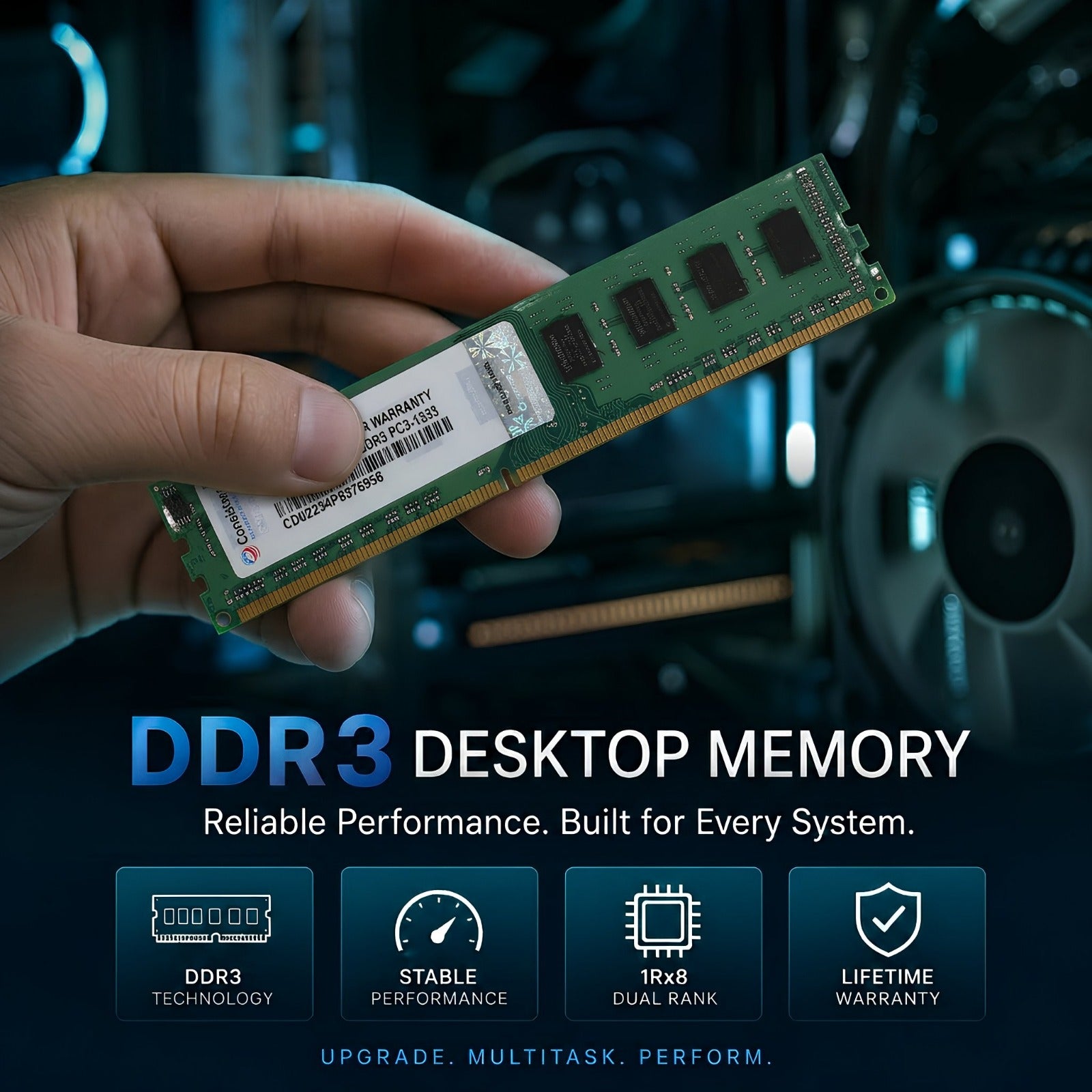 Consistent 8GB DDR3 Desktop RAM,1333MHz 'Reduce power consumption by up to 40% and extend battery life 3 Years Replacement Warranty