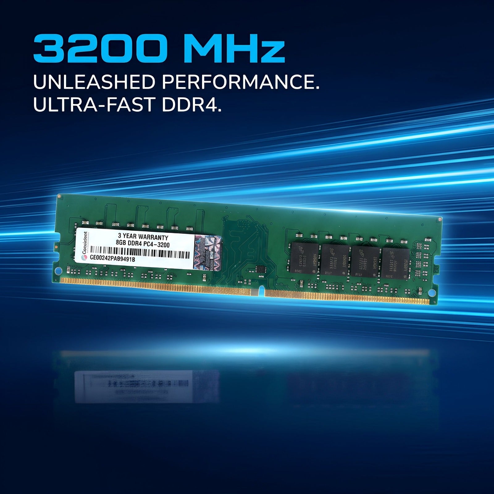 Consistent 8GB DDR4 RAM 3200Mhz Desktop, Plug-and-Play  No Additional Drivers Required with 3 Year Warranty Ram for desktop DDR4-compatible motherboards.