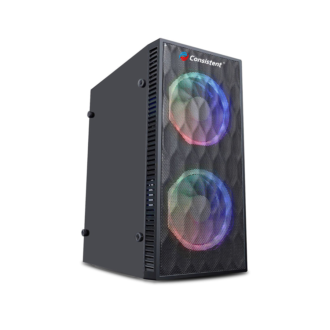 Everest Store ZARN Mini ATX cabinet, CEG1004, featuring sleek black design and ventilation panels for compact PC builds.