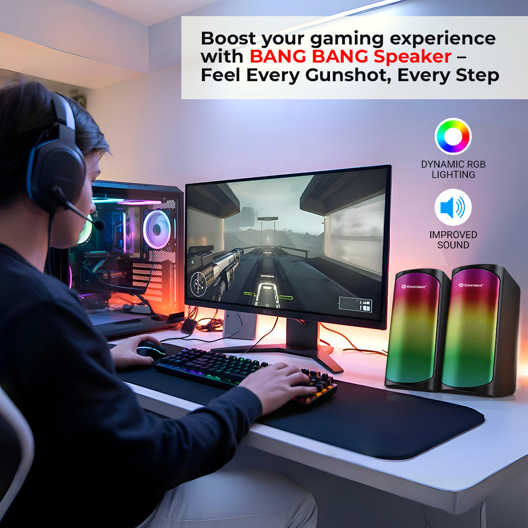 Consistent Bang Bang USB 2.0 Speaker | Dynamic RGB Lighting | PC Speakers