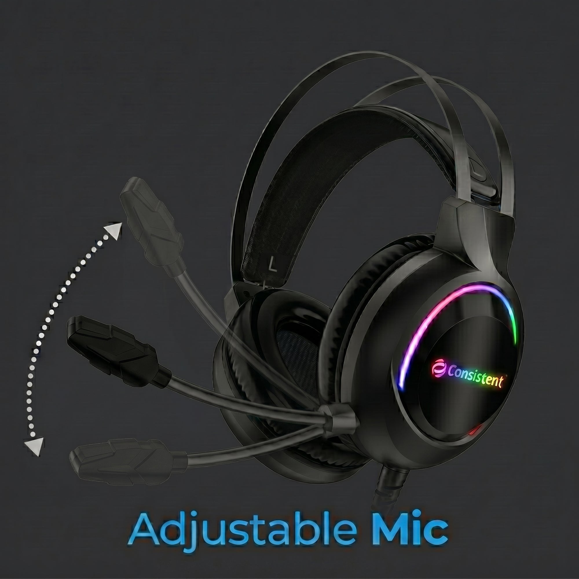 Wired gaming headset from Consistent BASS X by Everest Store featuring over-ear design, black cushions, and adjustable headband.