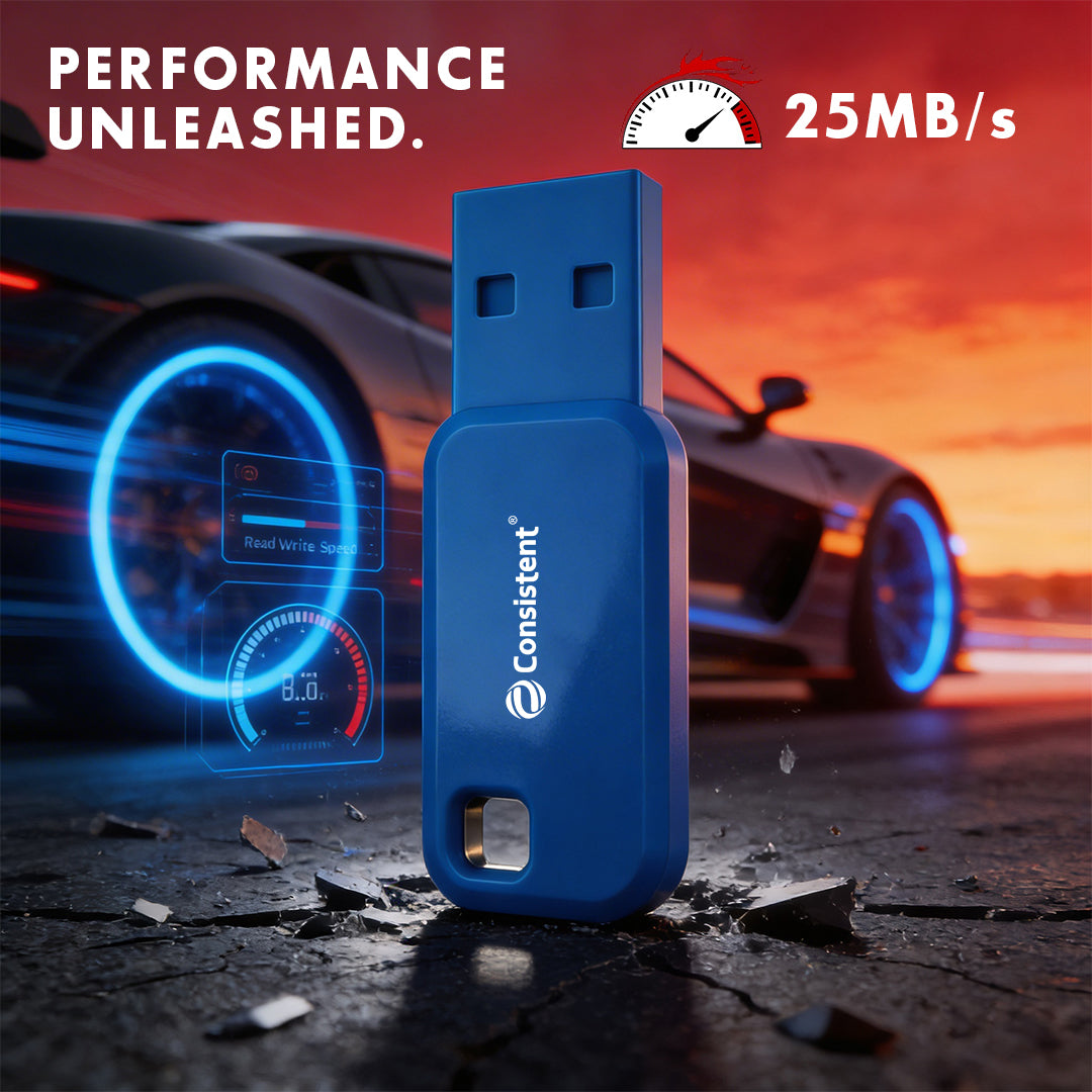 Consistent 2.0 Blaze USB pen drive 64GB with sleek black design and compact size for portable data storage.