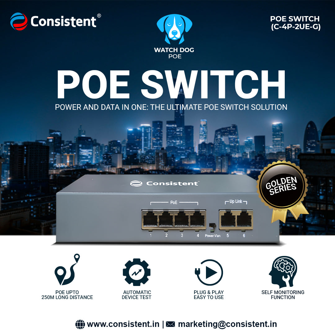 Consistent POE Switch 4CH Gold (C-4P-2UE-G)