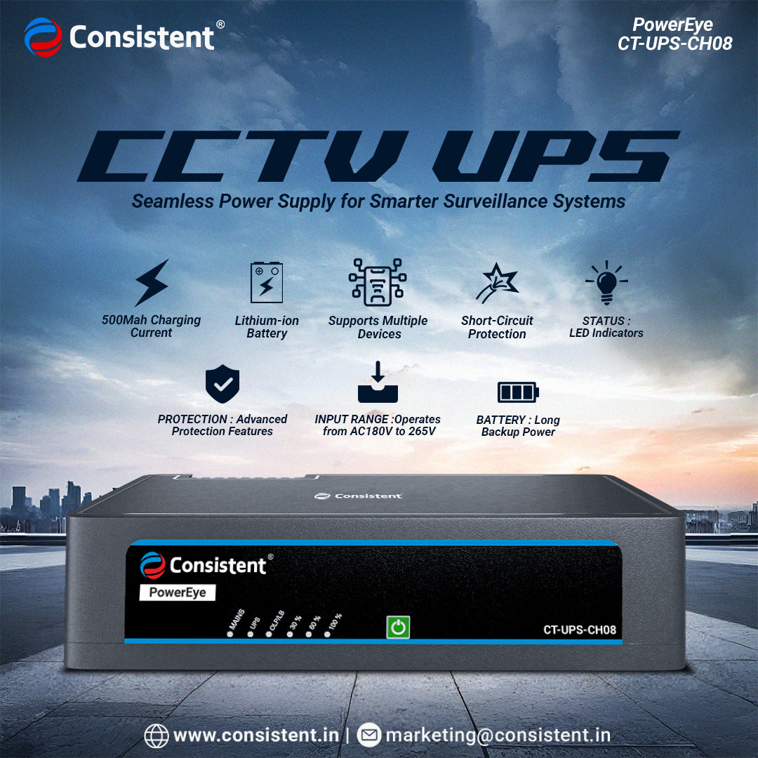 Consistent CCTV UPS for WiFi Router, Modem, Set Top Box, CCTV Camera, Biometric