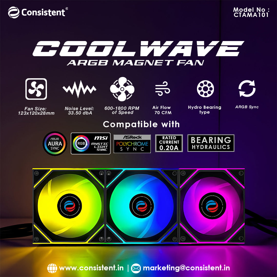 Consistent CoolWave ARGB Magnet Fan 120mm (CTAMA101)