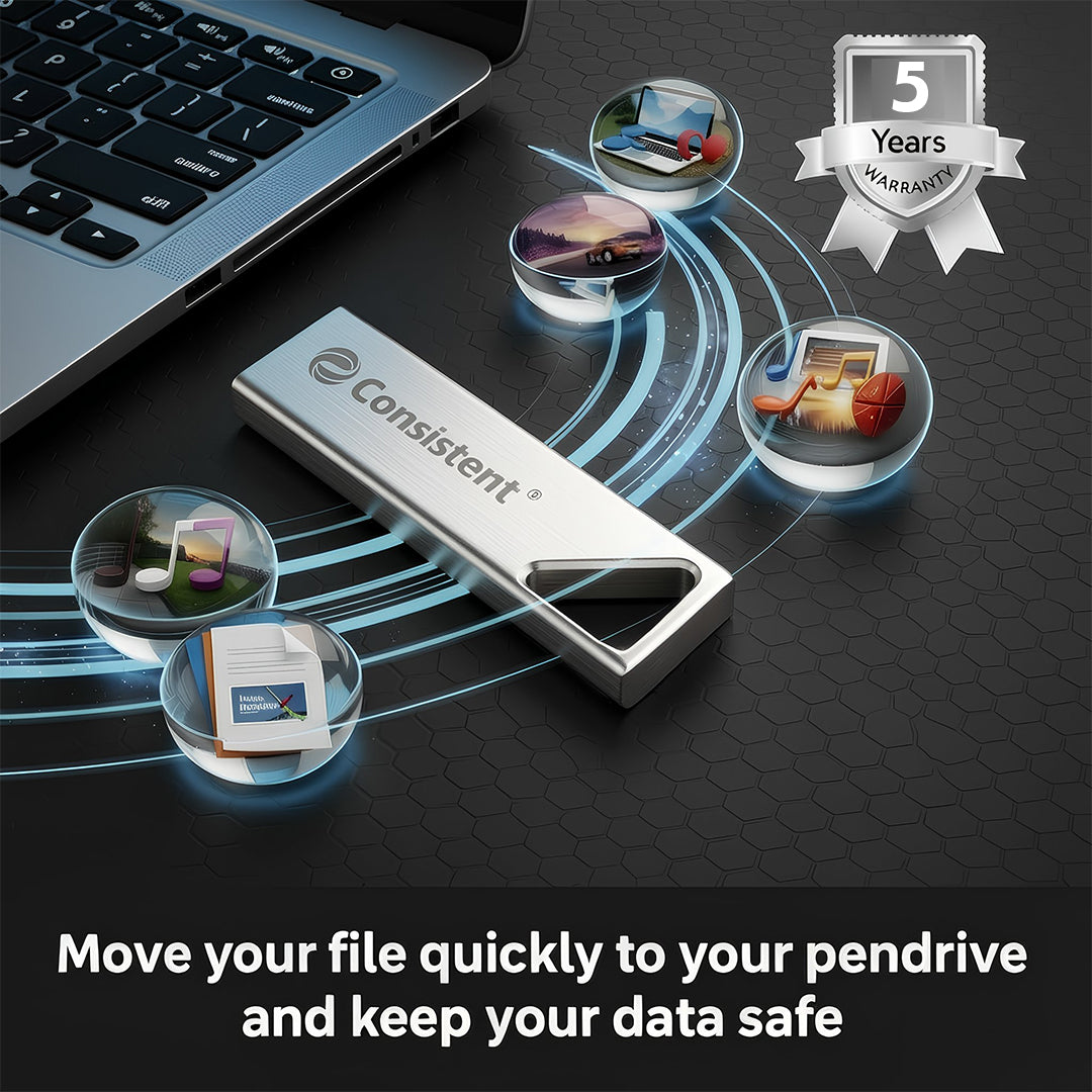 Consistent 2.0 Crystal USB pen drive with 4GB capacity, transparent crystal design, and compact portable storage.