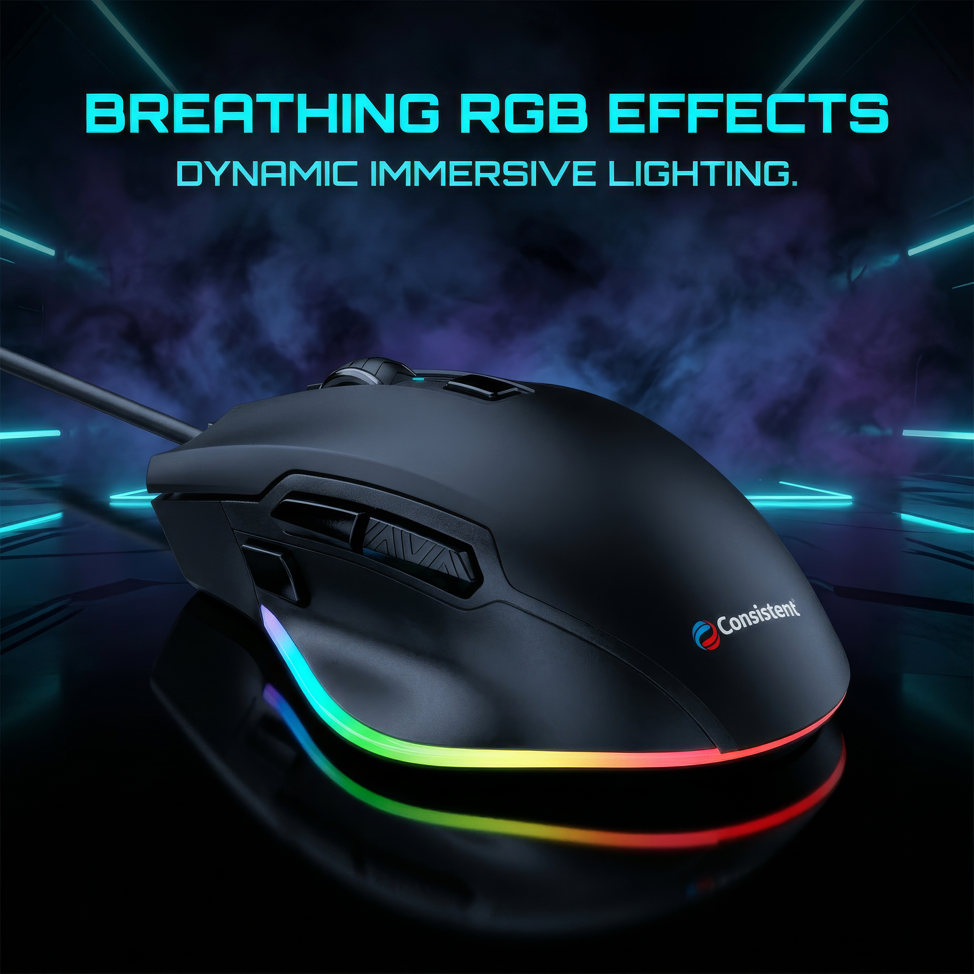 Black Eclipse Wired Gaming Mouse by Everest Store, featuring ergonomic design and customizable buttons for gaming.