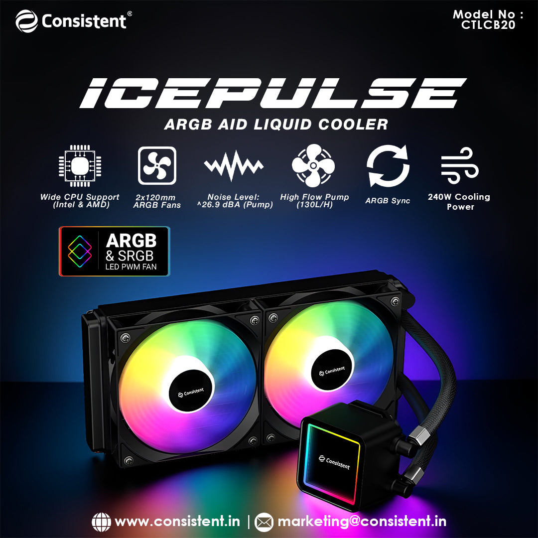Consistent IcePulse ARGB AIO Liquid Cooler 240mm (CTLCB20)
