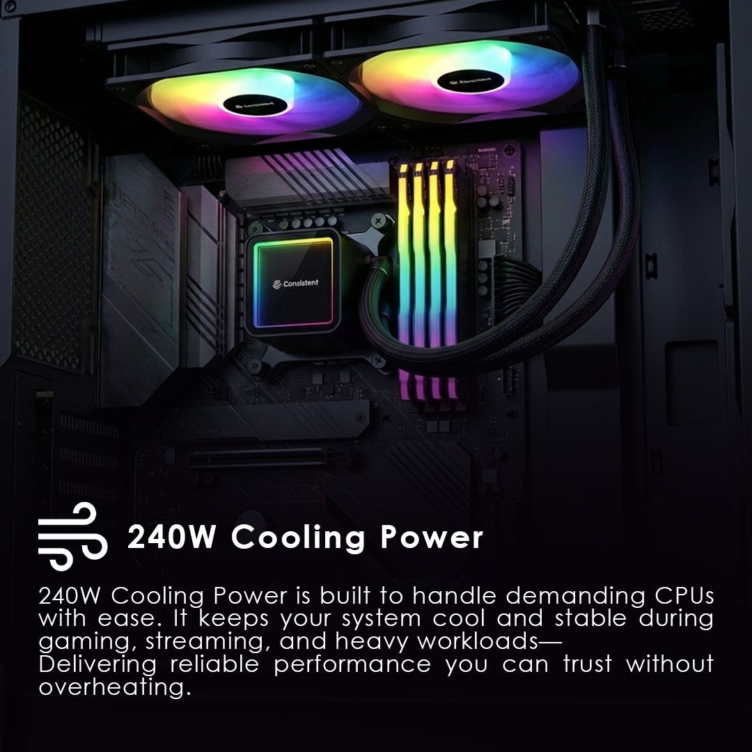 Consistent IcePulse ARGB AIO Liquid Cooler 240mm (CTLCB20)