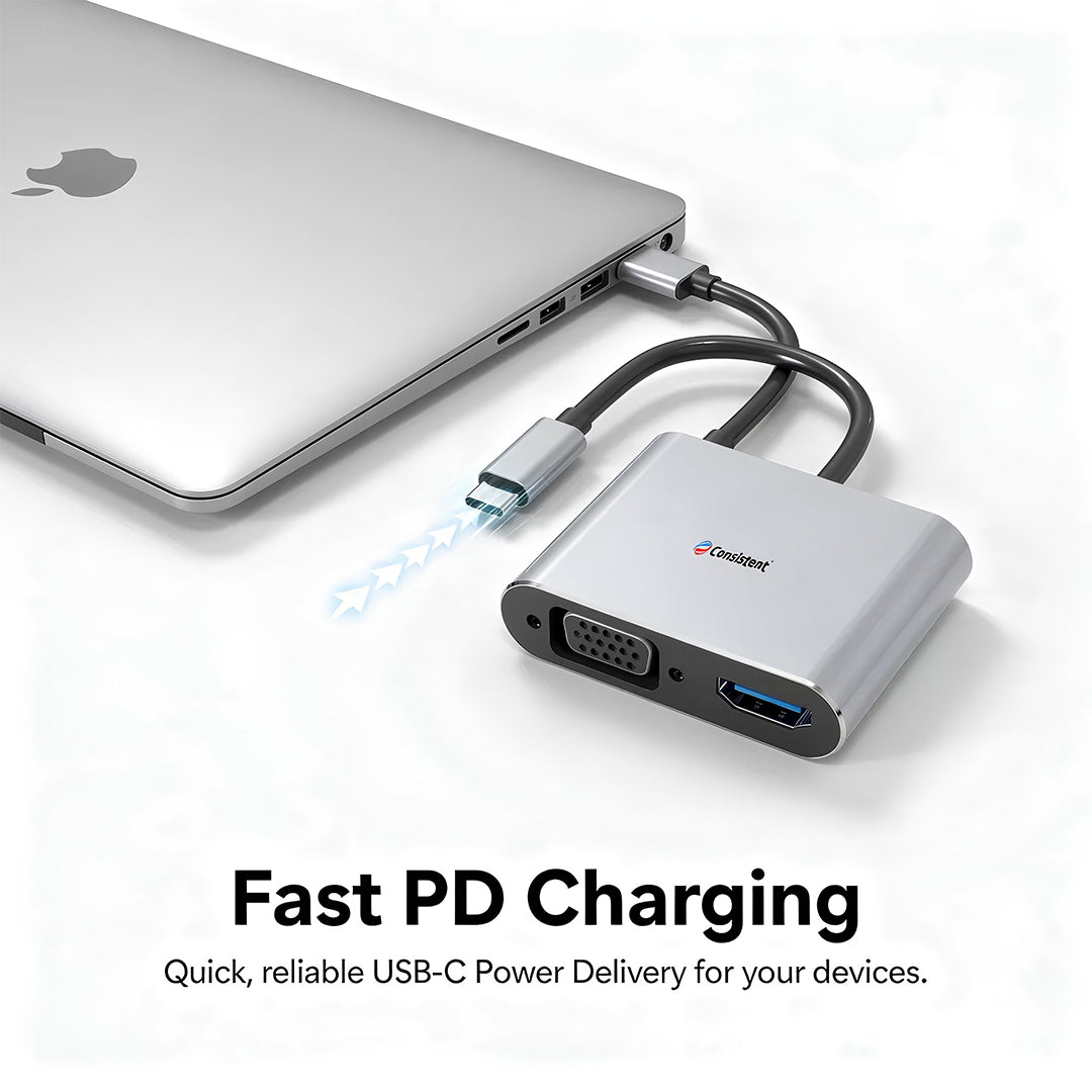 Consistent 4-in-1 Multiport Type-C LINKLET hub with multiple ports for USB, HDMI, SD card, and charging in a compact design