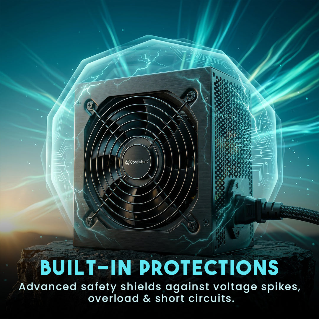 Mercury 500W gaming power supply from Everest Store, 80 Plus Bronze certified, with cables and cooling fan visible in the image.