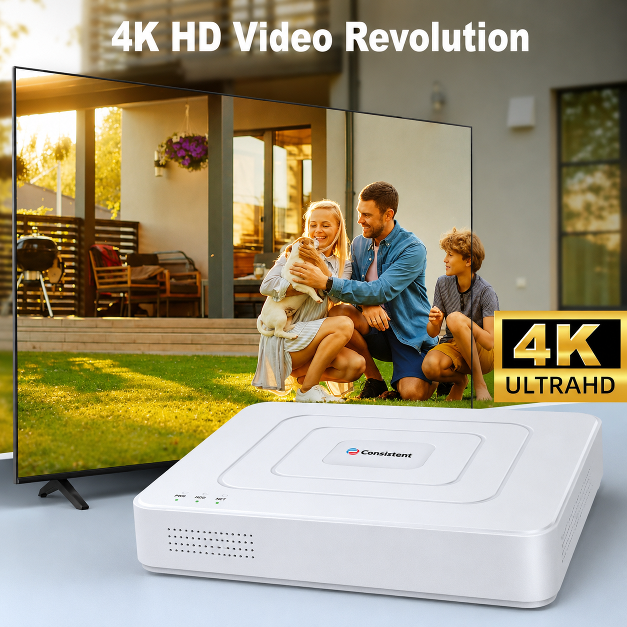 Everest Store 8-channel hybrid HVR security camera recorder with 4K/5MP/1080p resolution, supporting CCTV analog and IP systems.