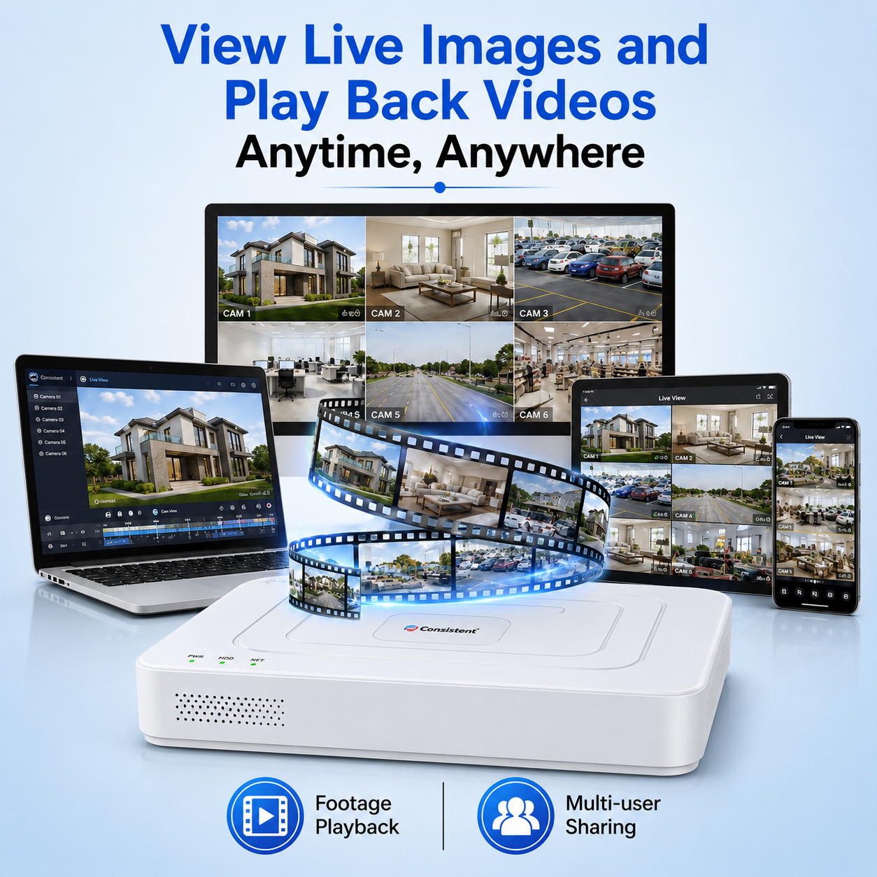 Everest Store 8-channel hybrid HVR security camera recorder with 4K/5MP/1080p support for CCTV analog and IP systems.