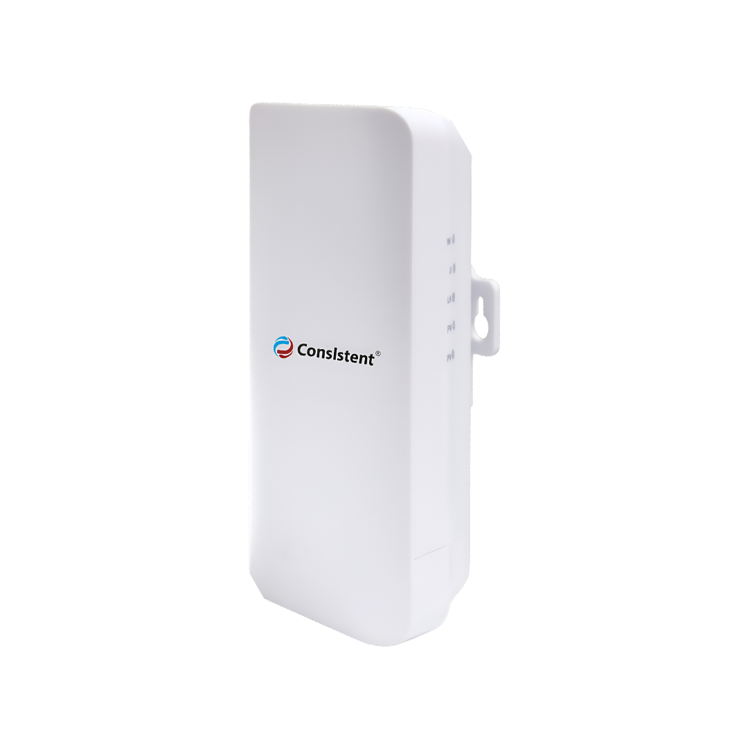 Consistent Wireless Bridge 2.4GHz, 1Km Range Long Range Outdoor CPE for PtP and PtMP Transmission | Point to Point Wireless Bridge | 6dBi, 1km+ | Passive PoE Powered w/Free PoE Injector | White | Pair Set