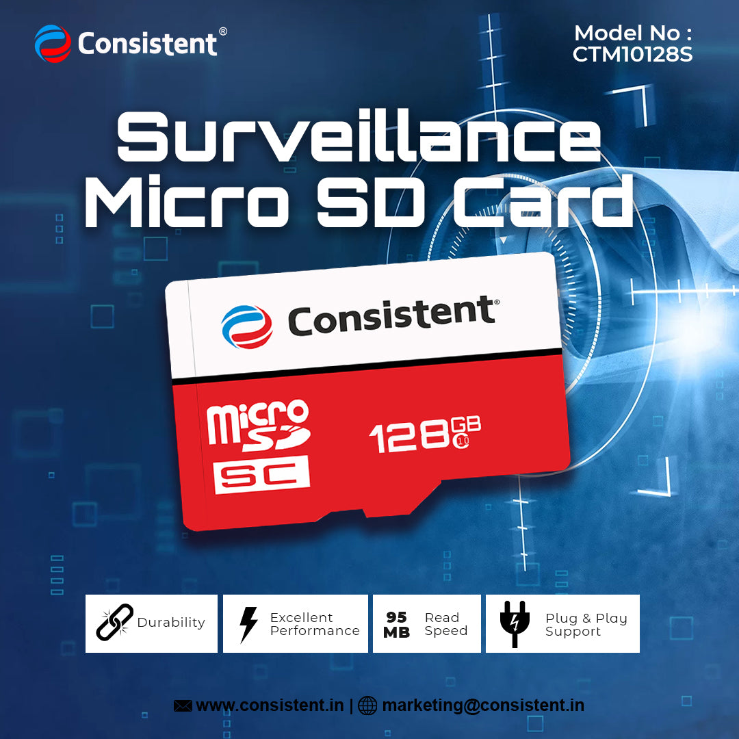 Consistent 128 GB Surveillance Sd Card for 4K Video Recording 5 Year Warranty.