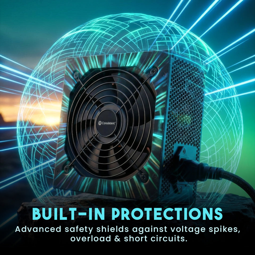 Consistent Starvex 600W Gaming Power Supply by Everest Store, 80 Plus Bronze certified, with cooling fan and modular cables.